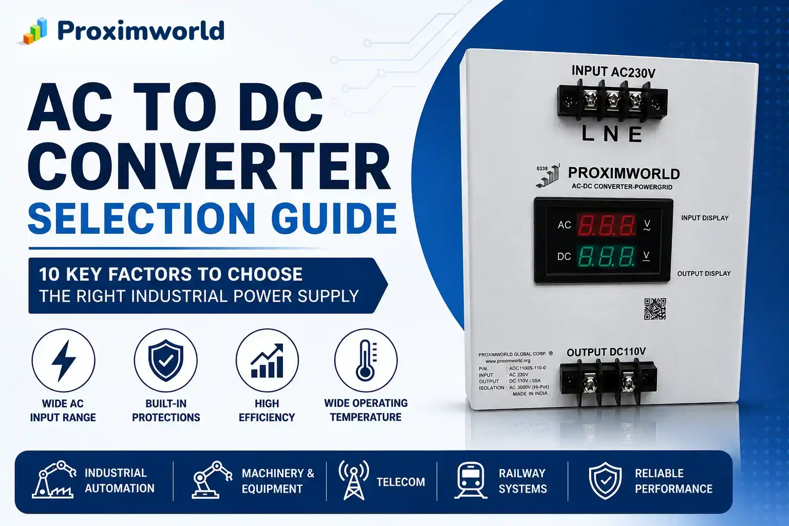 AC to DC converter selection guide for industrial power supplies